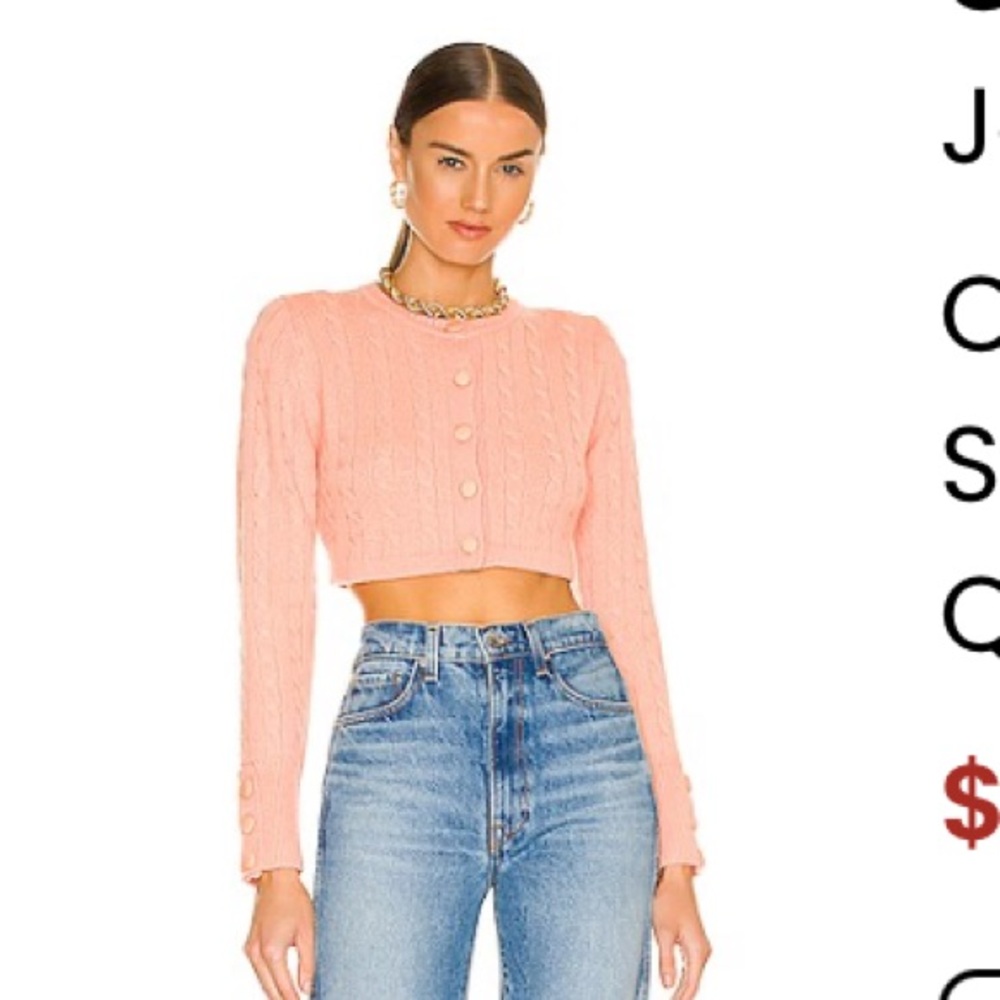 Pink Cropped Cardigan Sweater